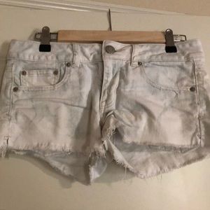 American eagle stretch acid wash denim shorts